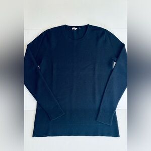 Sandro Men’s, 100% Merino Wool, Navy Blue Ribbed, Long Sleeve Pullover Knit